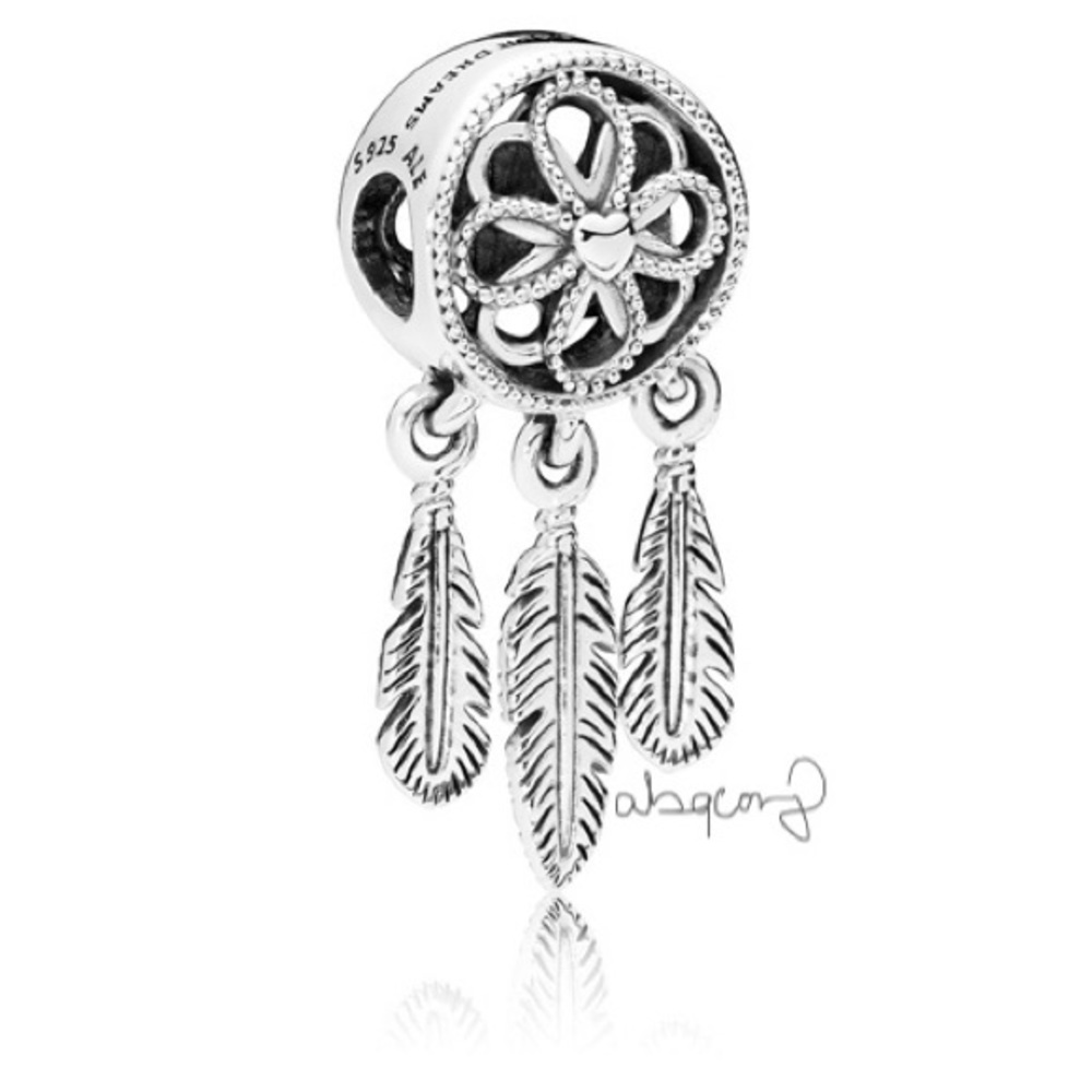 EUC Pandora 797200 Sterling Silver Spiritual Dreamcatcher Charm w/ Engraving